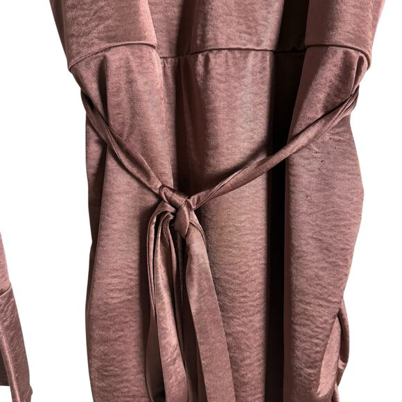 Louna Brown Jersey Long Sleeve Ruched Belted Collared Mini Dress Size XL - Picture 11 of 15
